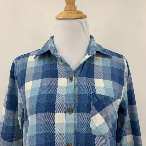 J Jill Shirt Women XSP Extra Small Petite Blue Plaid Button Up Pocket *READ - Picture 3 of 13